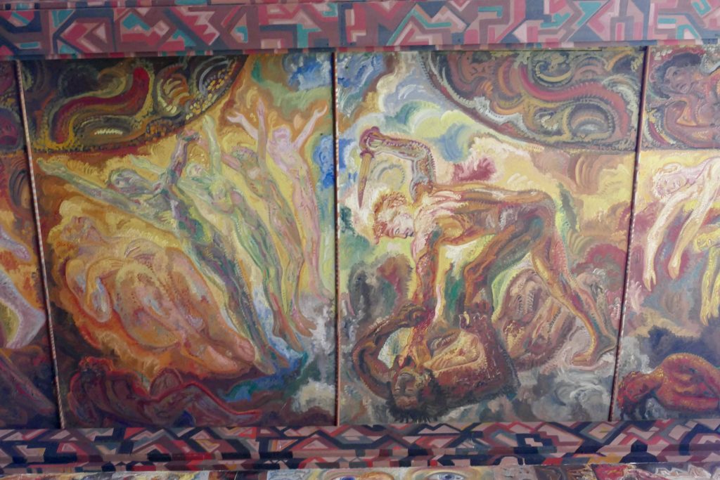 Wandmalerei im Eddasaal der Kunststätte Bossard